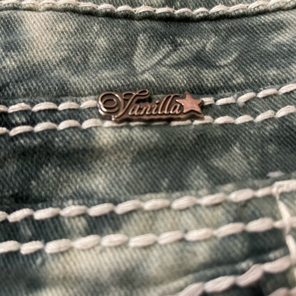 Y2K 2009 Vanilla Star Black Tie-Dye Jean Shorts Sz 5 - Picture 3 of 7